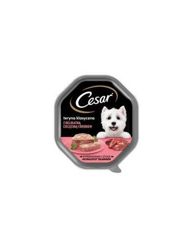 CESAR 150 g kompletné krmivo pre dospelé psy s jemným teľacím a hydinovým mäsom