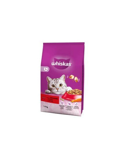 WHISKAS Dry Beef 1,4 kg - krmivo pre dospelé mačky, hovädzie
