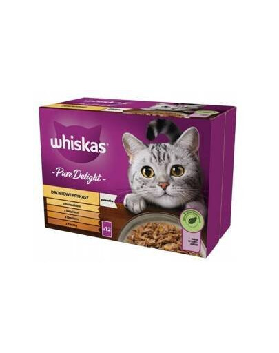 WHISKAS kapsička pre dospelých 48x85g Hydinové krmivo v želé s: kuracím, morčacím, hydinovým, kačacím mäsom